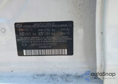 2012 Hyundai Elantra Limited from USA, damaged, VIN 5NPDH4AE8CH150201